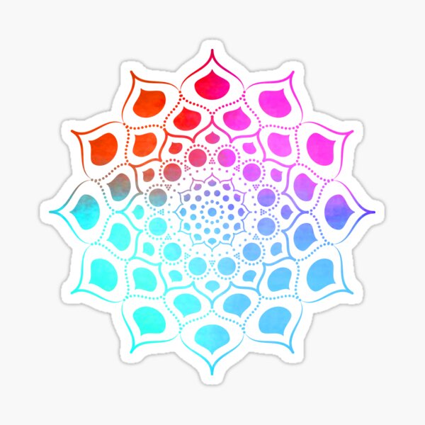 Mandala #3 - Red Pink Turquoise Blue Gradient Sticker