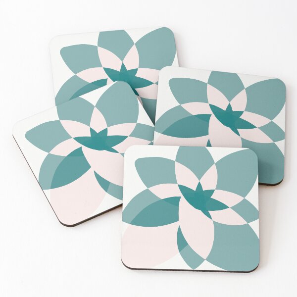 Item preview, Abstract graphic bloom in teal and pale rose designed and sold by BlertaDK.