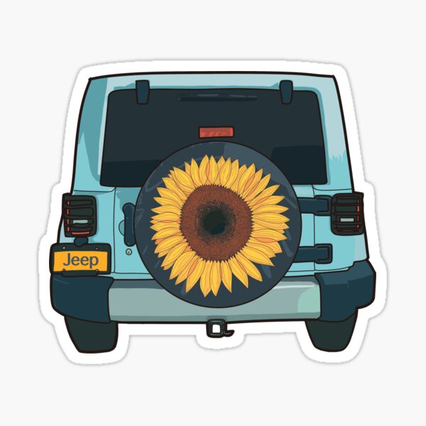 Sunflower blue Jeep llustration Sticker