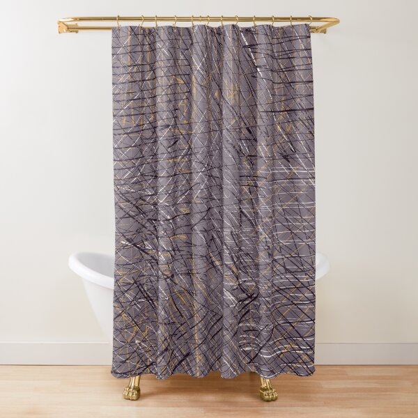 Purple and Gold Abstract Graphic I Shower Curtain