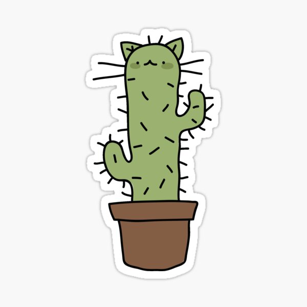 Cat Cactus Stickers Redbubble - potted cactus roblox
