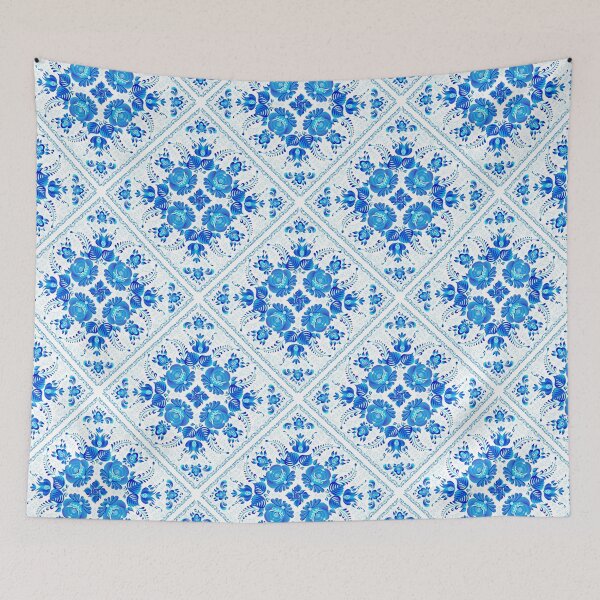 Item preview, Blue flowers ornament pattern designed and sold by 1enchik.