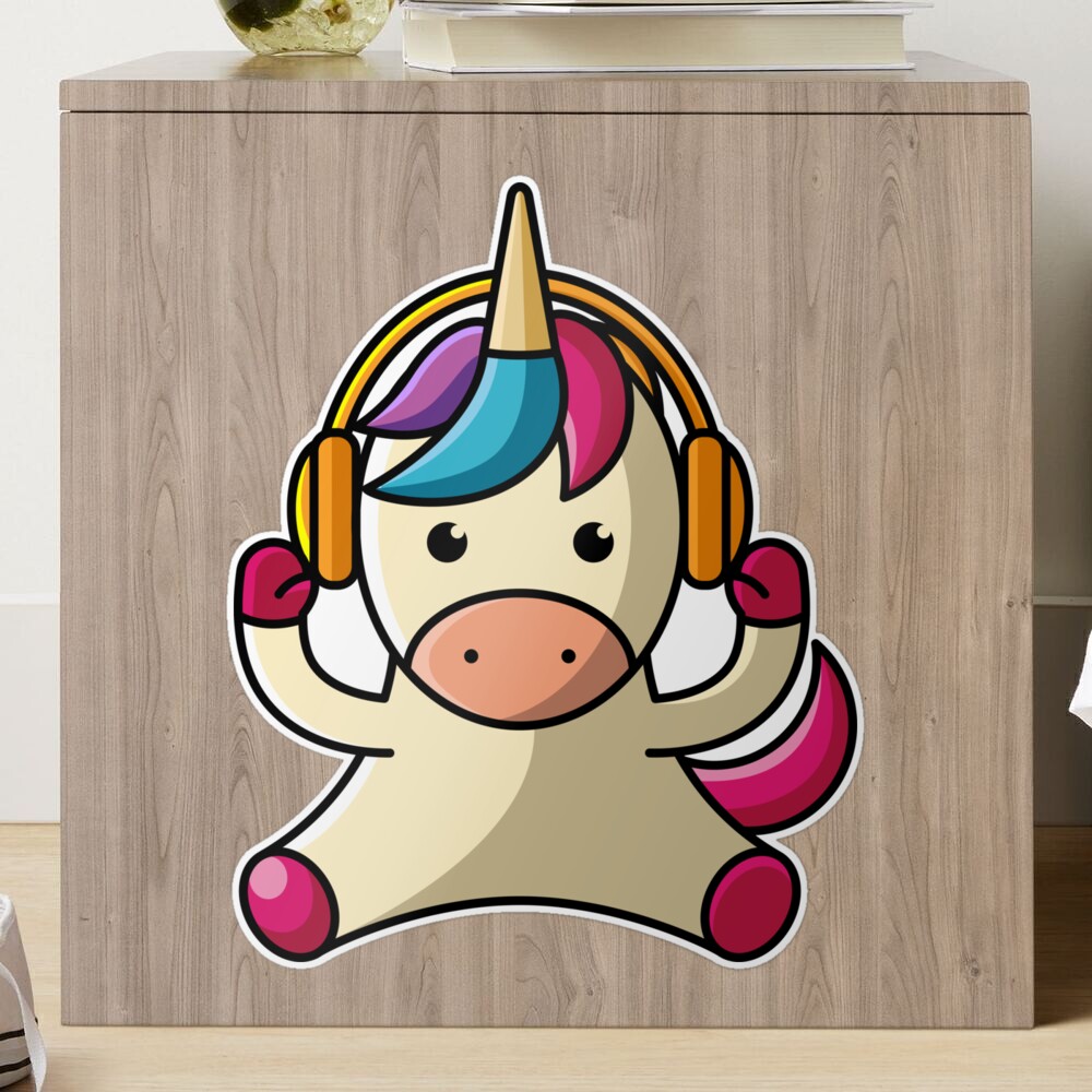 Unicorn with headphones Sticker by tonstan