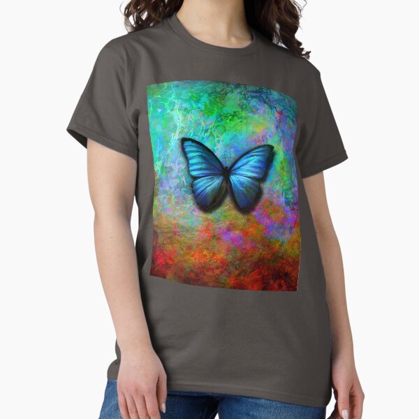 Vista previa del artículo con la obra «Mariposa en colores de fondo iridiscente», diseñado y vendido por Art by Lilia.
