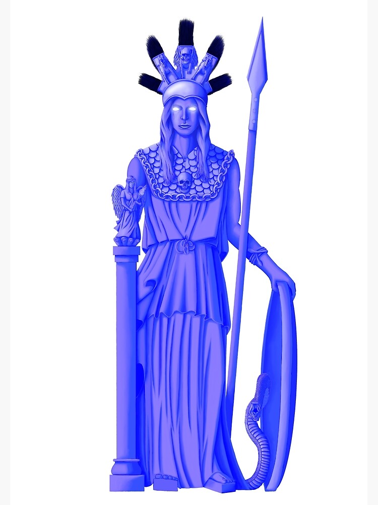 Pallas Athena Greek Goddess Of Wisdom Handicraft And Warfare Periwinkle Colour Scheme Greeting Card By Mythiccomicsart Redbubble