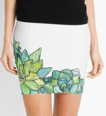 Watercolor succulents Mini Skirt