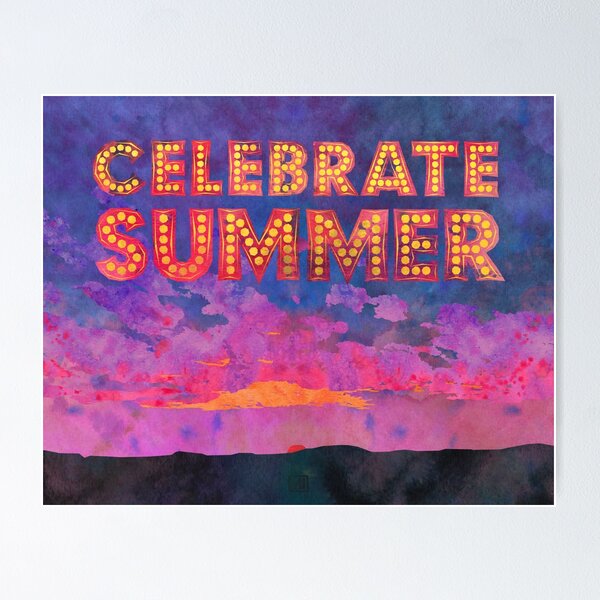 Item preview, Celebrate Summer Purple Sunset Scene Watercolor Painting designed and sold by AndreaHelmArt.