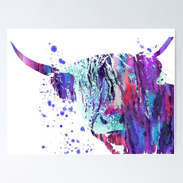 Vista previa del artículo con la obra «Vaca Highland, acuarela Highland cow», diseñado y vendido por Rosaliartbook.
