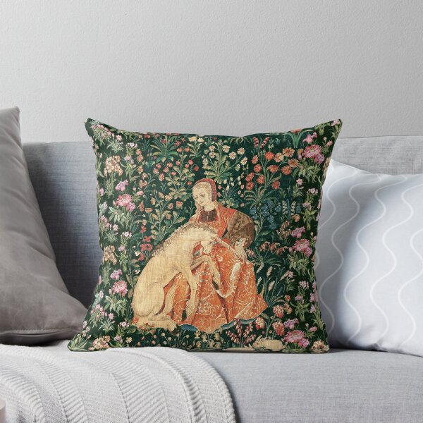 Item preview, Dame et Licorne parmi les fleurs, HARES, Floral vert rouge designed and sold by BulganLumini.