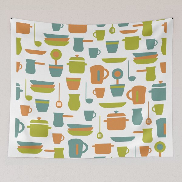 Item preview, Kitchen seamless pattern, flat background.  designed and sold by illucesco.