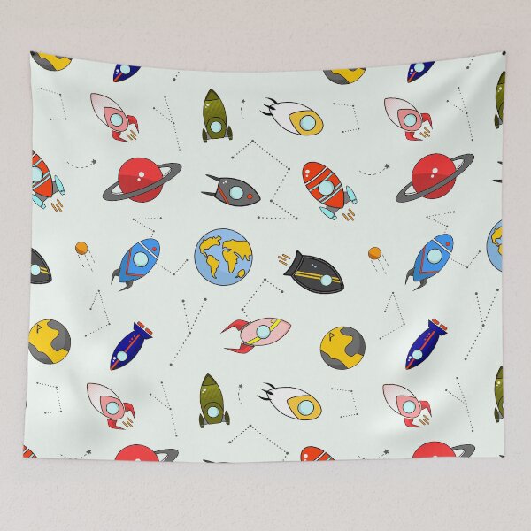 Item preview, Rockets and planets space print designed and sold by Milatoo.
