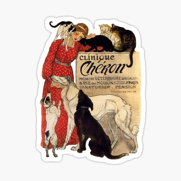Clinique Cheron Vintage Borzoi Art Sticker