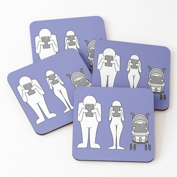 Item preview, Family looking down at their mobile devices designed and sold by delightedtodraw.