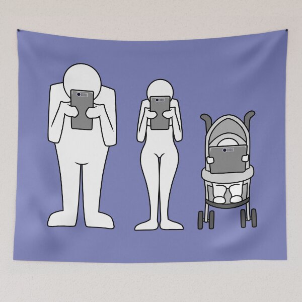 Item preview, Family looking down at their mobile devices designed and sold by delightedtodraw.