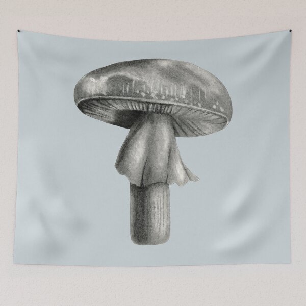 Item preview, Toadstool drawing in black, white and grey designed and sold by KnowingWonder.