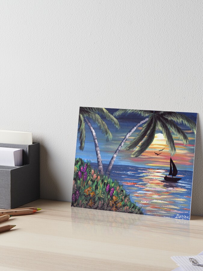 Acrylic Canvas Board Panting, Sunset Scenery Canvas Painting Sale