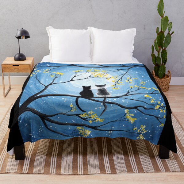 Cats Full Moon Throw Blanket