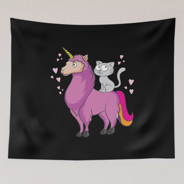 Item preview, Llama Lover Cat Riding Pink Llamacorn Birthday Gift Idea designed and sold by haselshirt.