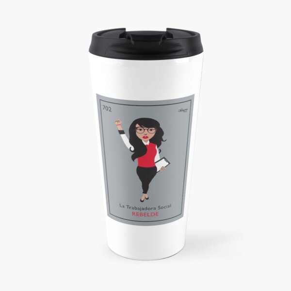 La Trabajadora Social Rebelde Black Hair Travel Mug