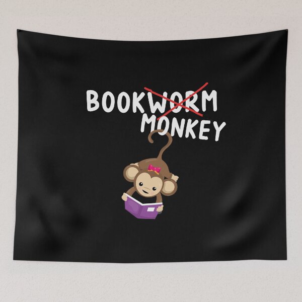 Item preview, xCute Monkey Reading Books Bookworm Designs designed and sold by SpiritWestDesig.