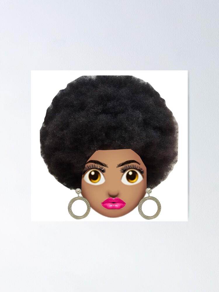 Afro Hair Emoji Natural Hair African Poster By Rteam2501 Redbubble   Fposter,small,wall Texture,product,750x1000 