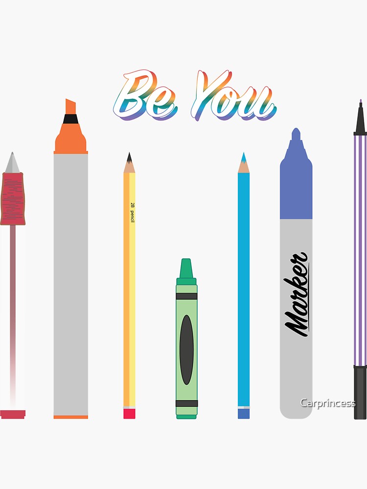 Cute Art Supplies with pens, pencils, scissors and washi tape | Poster