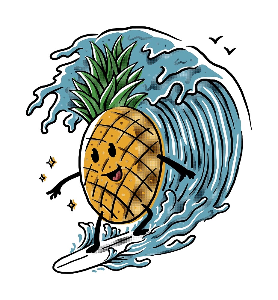 “Pineapple Surfing” by Quilimo Studio | Redbubble