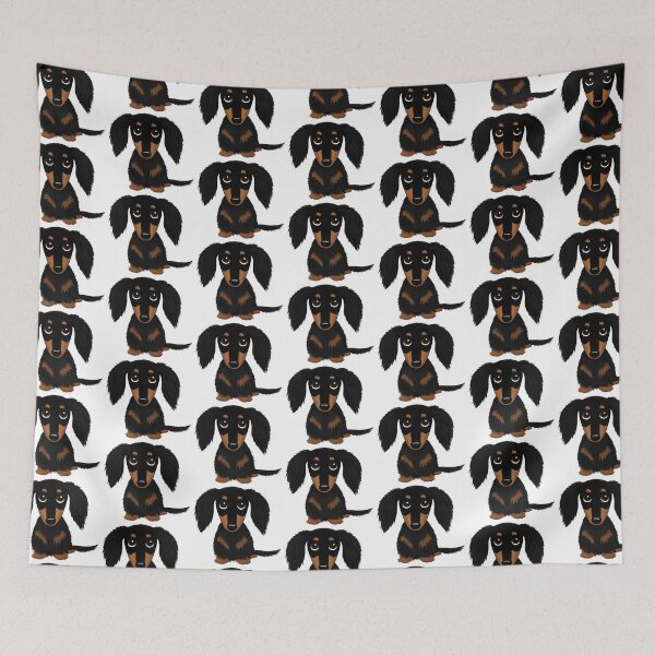 Item preview, Black and Tan Long Haired Dachshund designed and sold by Jenn Inashvili.