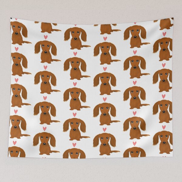 Item preview, Cute Longhaired Dachshund Cartoon Dog with Heart designed and sold by Jenn Inashvili.