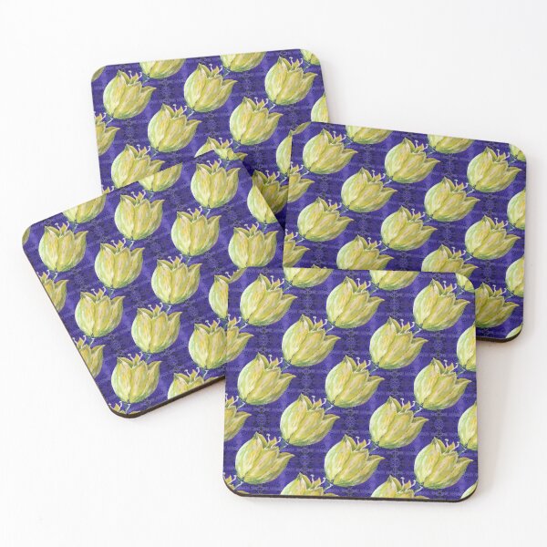 Item preview, yellow tulip on purple with swirls and dots pattern designed and sold by Dawna Morton.