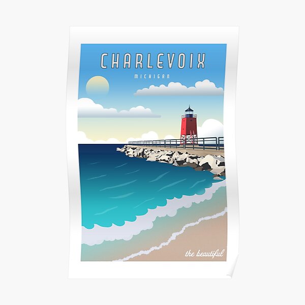 Charlevoix Michigan Vintage Travel Poster