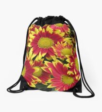 Fiery Orange and Yellow Dahlias Drawstring Bag
