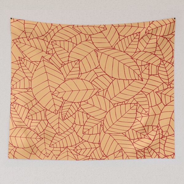 Item preview, Hand drawn leaves pattern red designed and sold by mangulica.