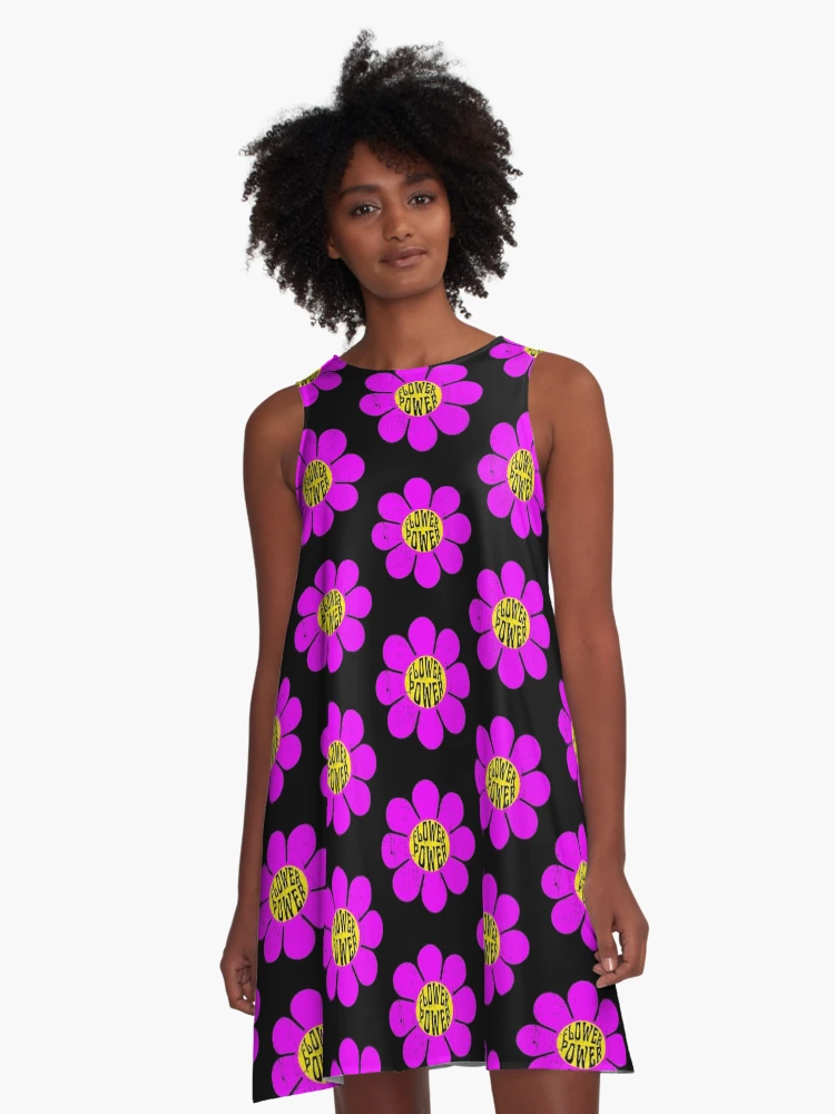 Flower Power 60's 70s Retro Vintage Hippie Gardening Purple