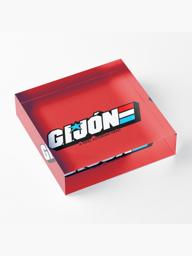 Alternate view of Gijon Heroe Asturiano - White Red Background Acrylic Block