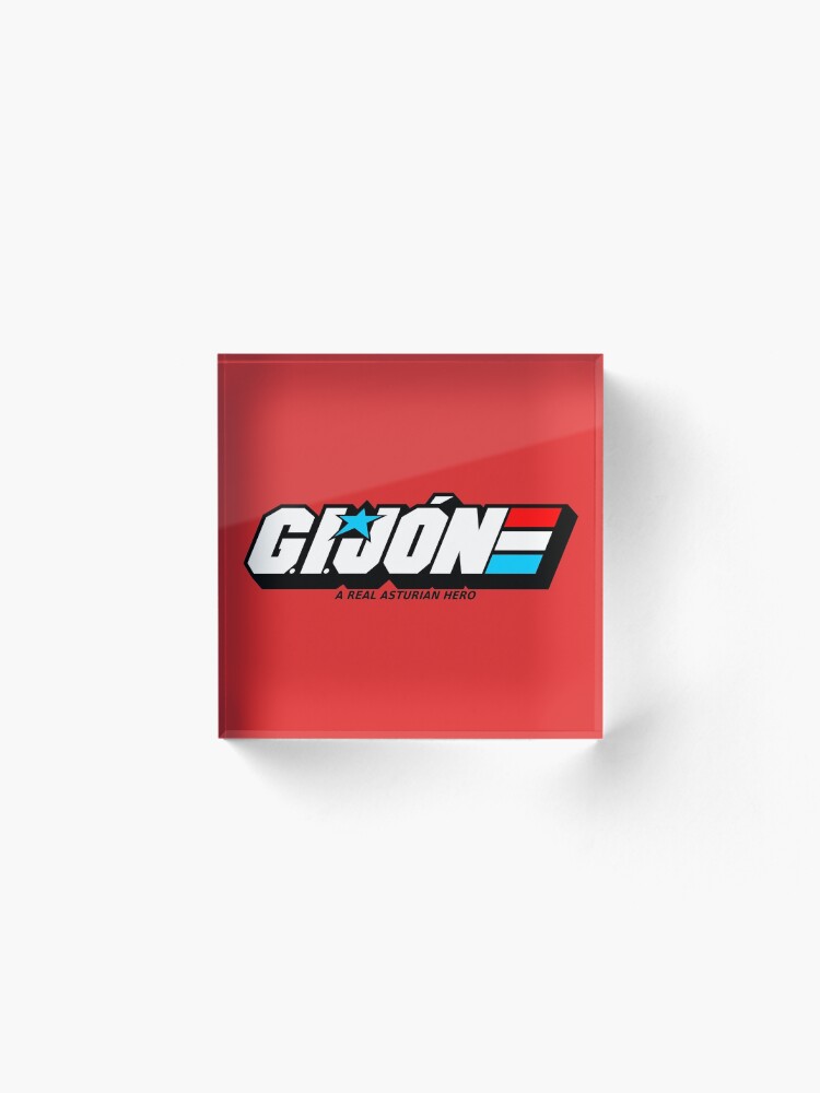 Alternate view of Gijon Heroe Asturiano - White Red Background Acrylic Block