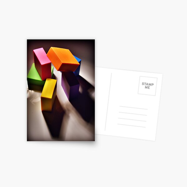 COLORED BLOCKS AND SHADOWS STILL LIFE Postcard