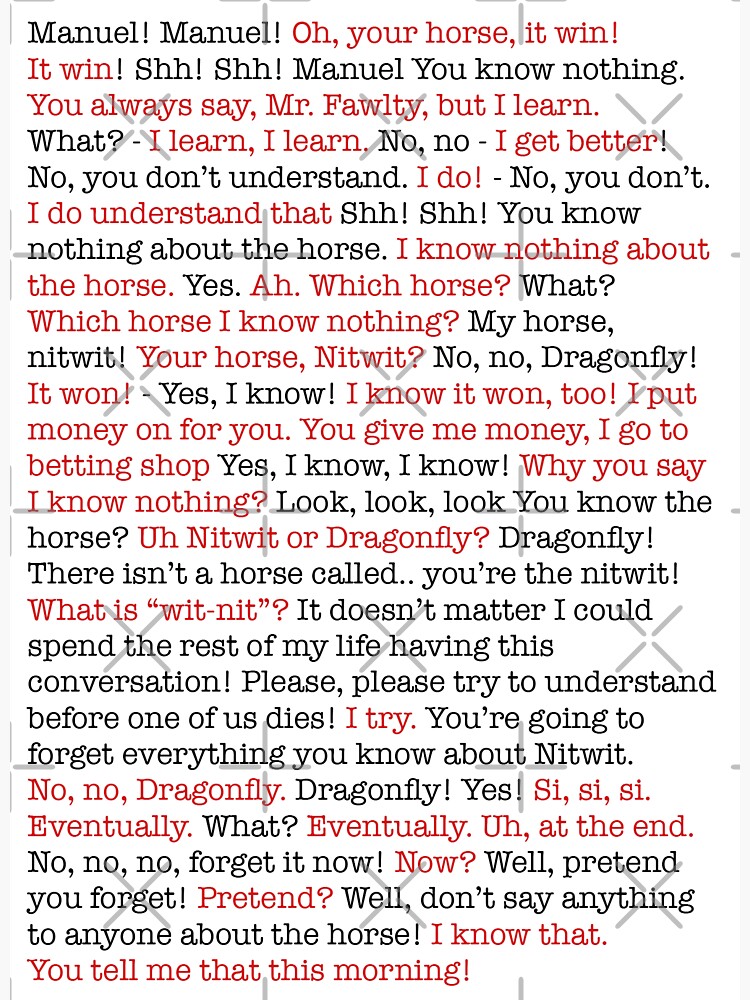 "Fawlty Towers Dragonfly Scene" Sticker by Bhamgraphics Redbubble