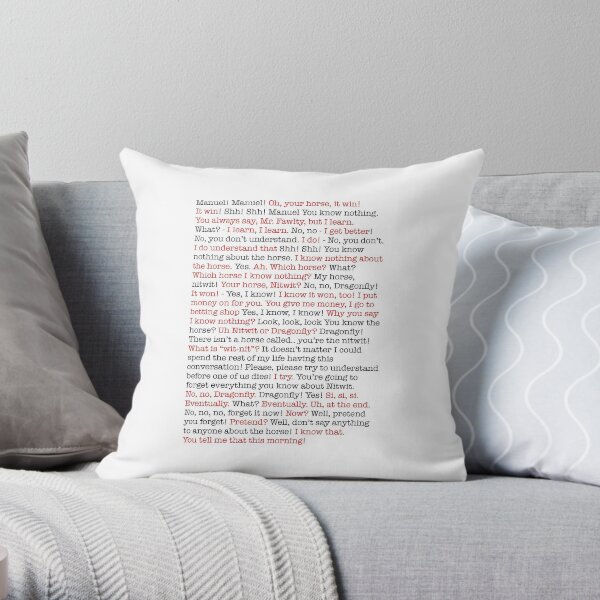 Fawlty Towers Dragonfly Scene Throw Pillow