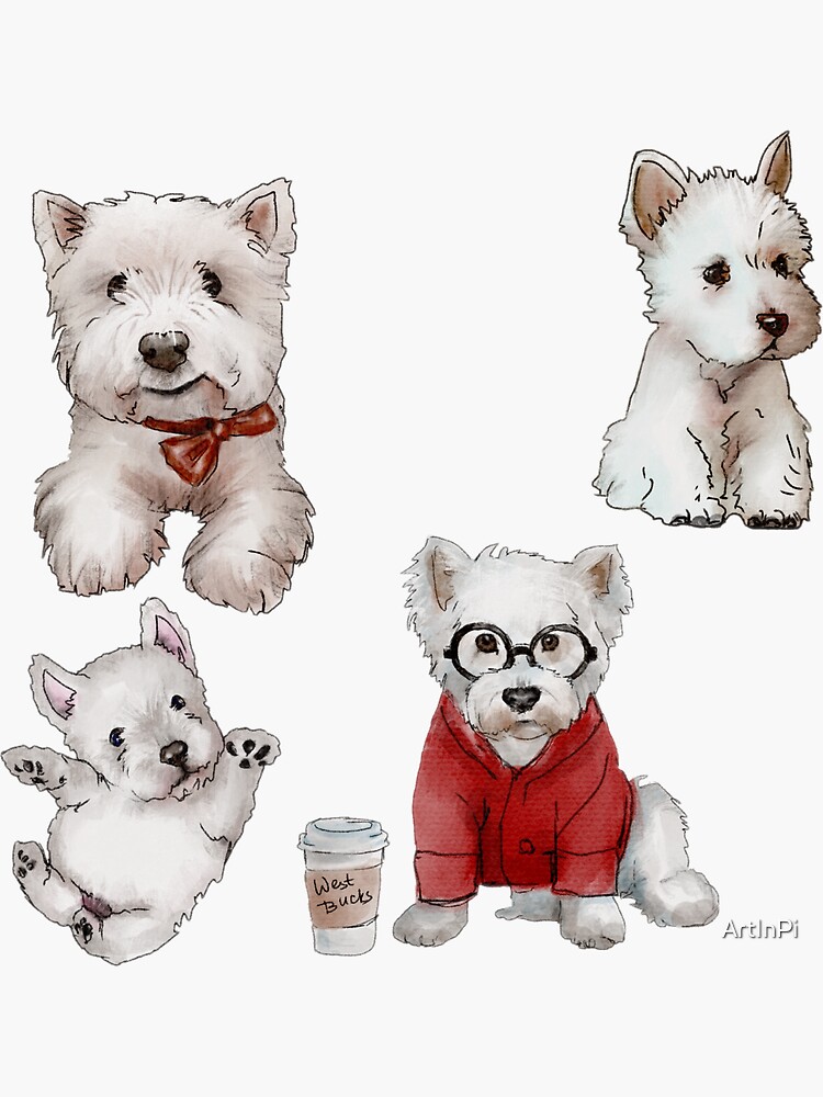 Westies Dogs Sticker Set by ArtInPi