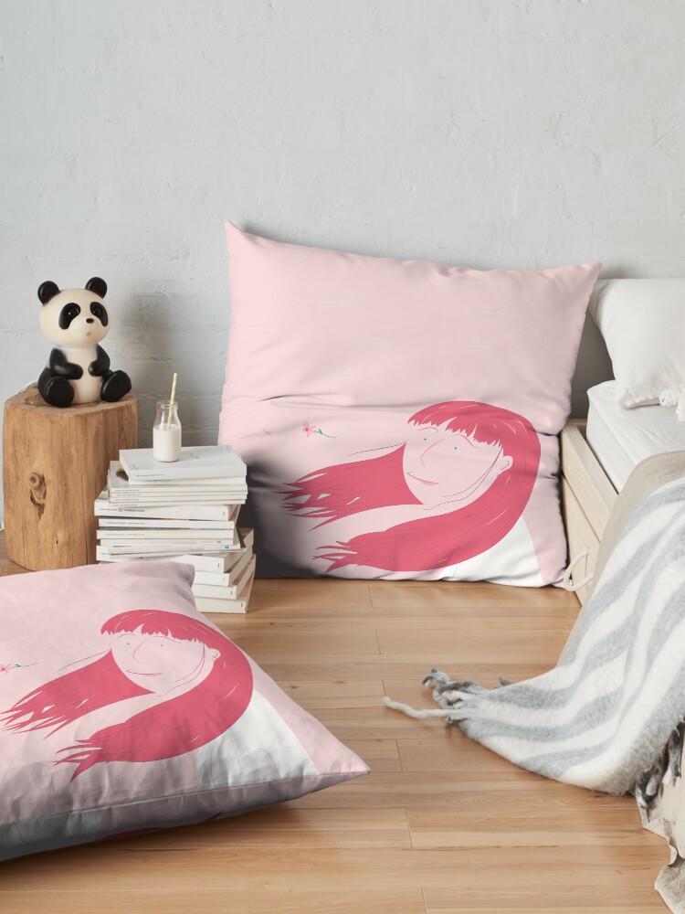 Alternate view of Lady flower Floor Pillow