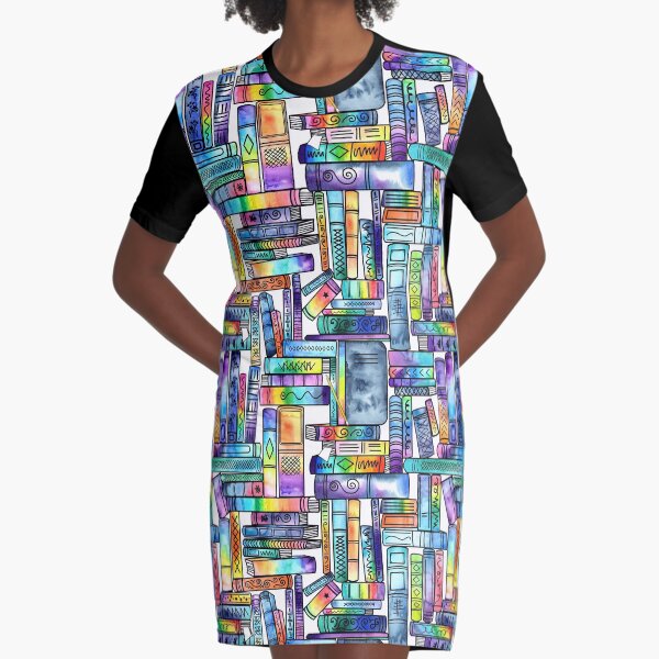 Rainbow Books - white background Graphic T-Shirt Dress