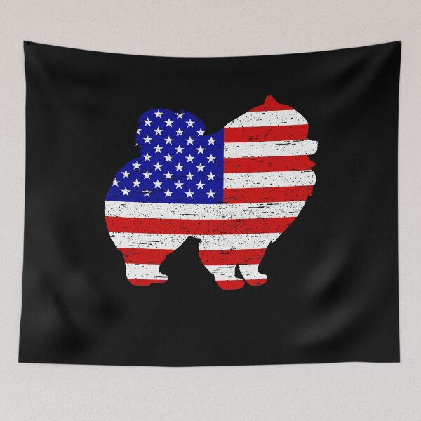Artikelvorschau, Pomeranian 4th of July American Flag entworfen und verkauft von rafaeltto.