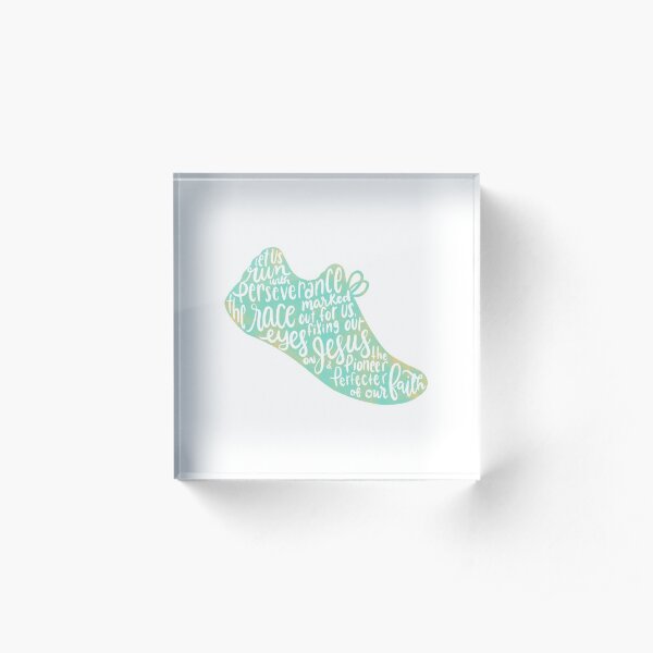 Hebrews 12:1-2 - Run the Race (aqua) Acrylic Block