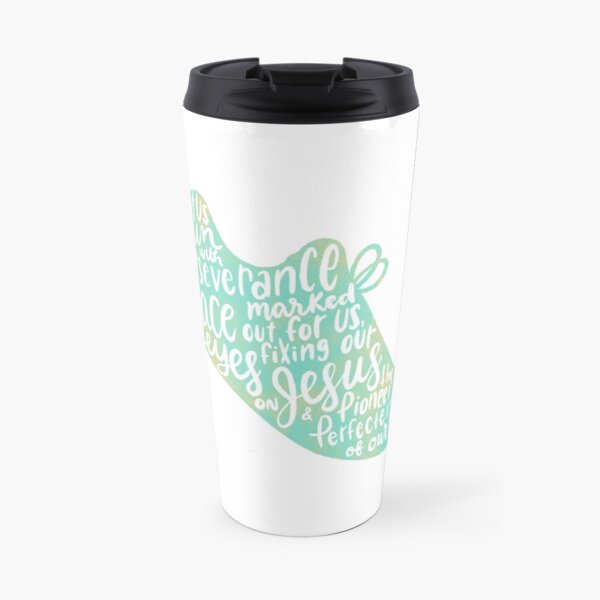 Hebrews 12:1-2 - Run the Race (aqua) Travel Mug