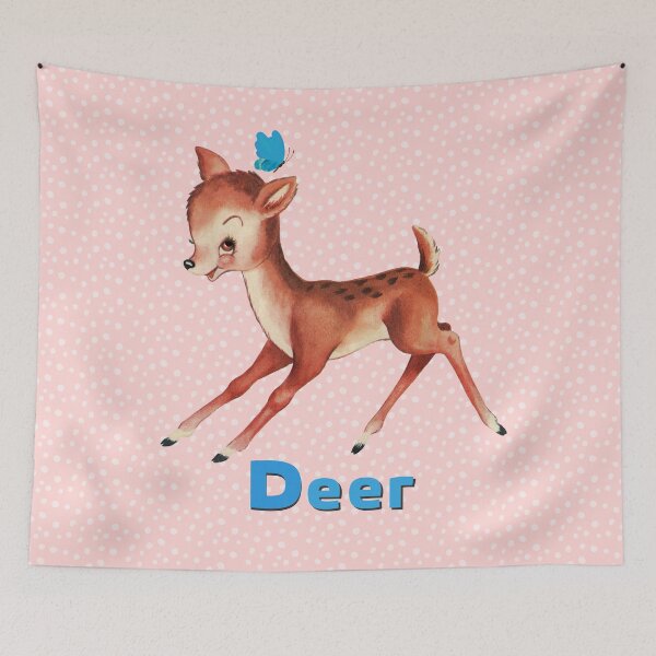 Item preview, Cute fawn and butterfly amongst flowers designed and sold by Glimmersmith.