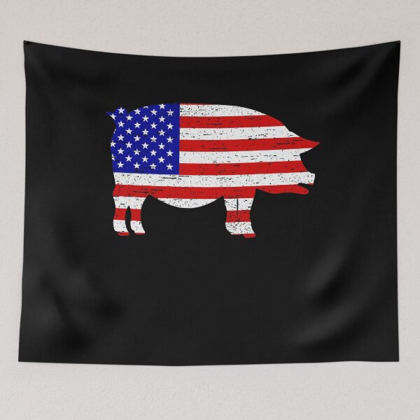 Aperçu de l'œuvre Pig 4th of July American Flag  créée et vendue par rafaeltto.