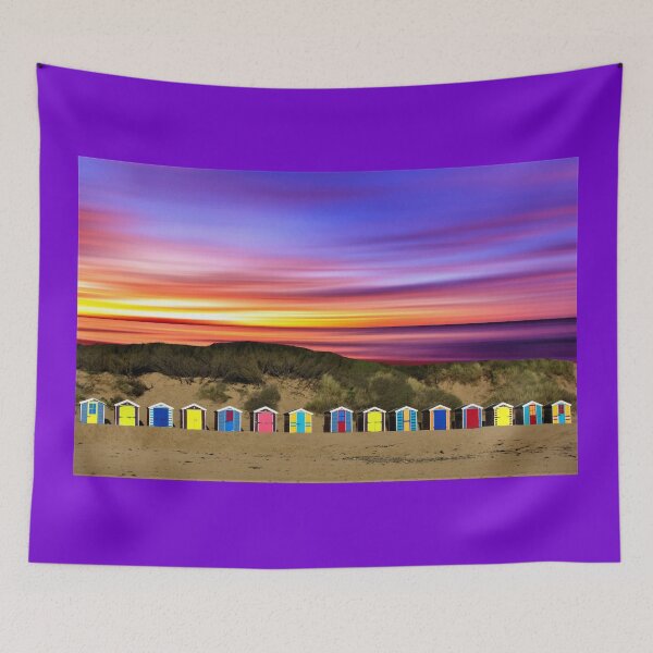 Item preview, Colourful Beach Huts Under A Brilliant Sunset designed and sold by robspencer.