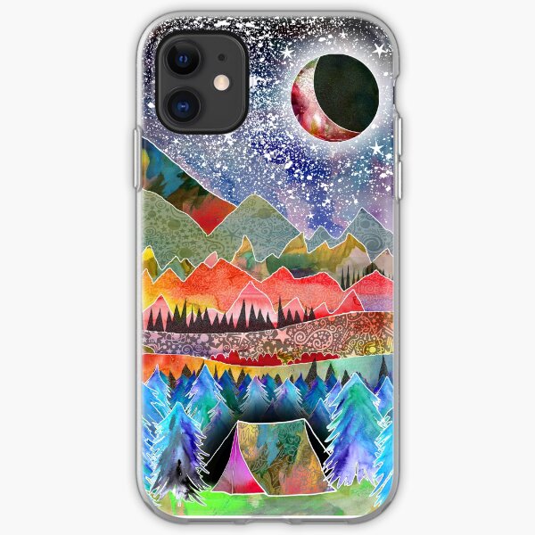 Camping under the moon iPhone Soft Case