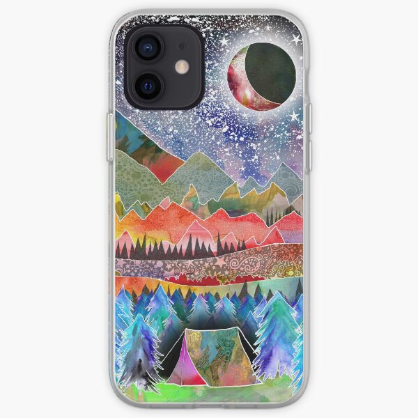 Camping under the moon iPhone Soft Case